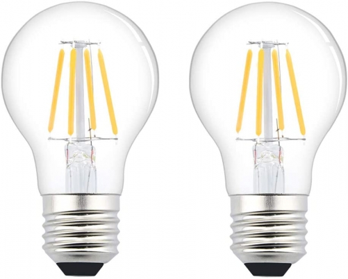 Bonlux 12V/24V E26 LED Filament Bulb - 4W A19 Edison Filament LED Light Bulb E26 Medium Base Lamp Low Voltage Battery System RV Marine Boat Solar Train Lighting Warm White/Day Light 2700K (2-Pack)