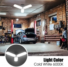 Bonlux B22 LED Garage Light, Cool White 6000K Trefoil Folding Ceiling Fan Light, 45W Super Bright Daylight Deformable LED Strip with 3 Adjustable Panel Non-Dimmable for Warehouse Workshop Basement