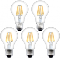 Bonlux 8W E27 Screw Dimmable Antique LED Filament Bulb Cool White 6000K A60 GLS Shape ES LED Vintage Edison Light Bulb 60W-80W Incandescent Equivalent ( 5-Pack, Dimmable )