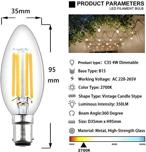 4W C35 B15 LED Vintage Light Bulb