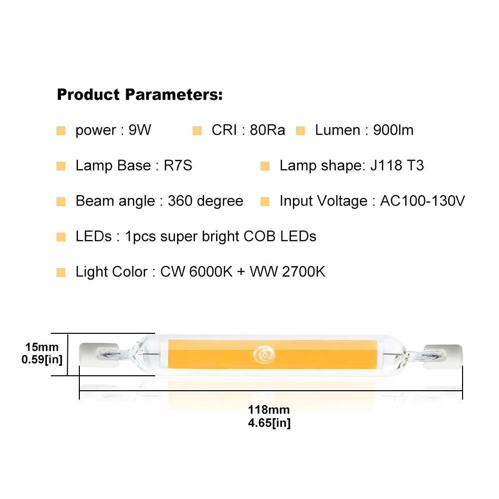 9W Non-dimmable R7S LED Bulbs