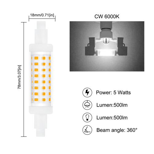 5W R7s 78MM Non-dimmable LED Bulb