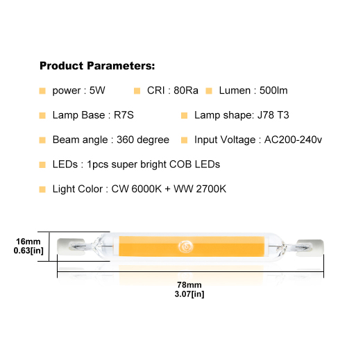 5W Non-dimmable R7S LED Light Bulb