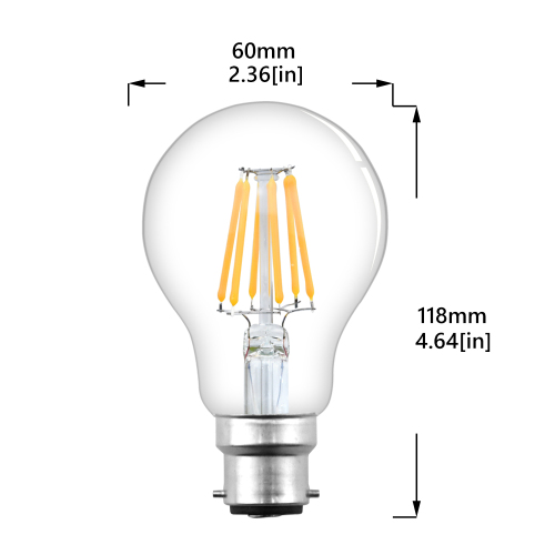 8W A60 B22 LED Vintage Light Bulbs