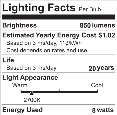 8W A60 E27 LED Vintage Light Bulbs