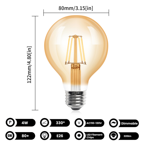 4W G80 E26 LED Vintage Light Bulb