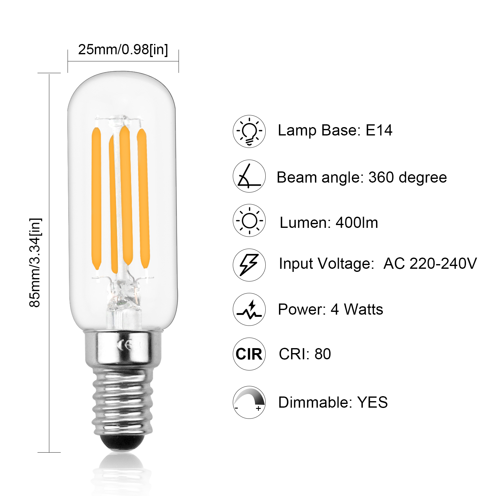 4W T26 E14 LED Vintage Light Bulb