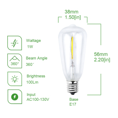 1W ST38/ST40 E17 LED Vintage Light Bulb