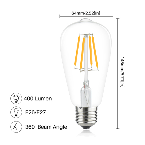 4W ST64 E26/E27 LED Vintage Light Bulb