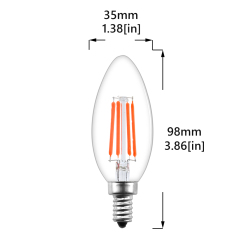 4W C35 E12 LED Red Vintage Light Bulb