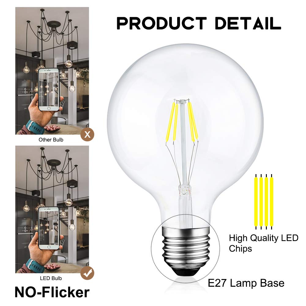 8W G125 E26/E27 LED Vintage Light Bulb