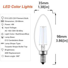 4W C35 E12 LED Blue Vintage Light Bulb