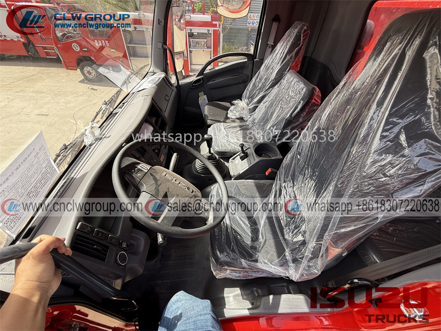 Cab interior of Isuzu giga foam fire truck