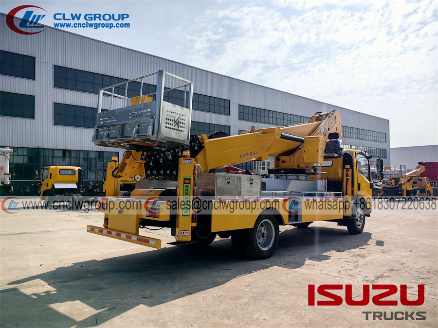 Isuzu frr 45m telescopic aerial truck mounted boom man lift platform bucket