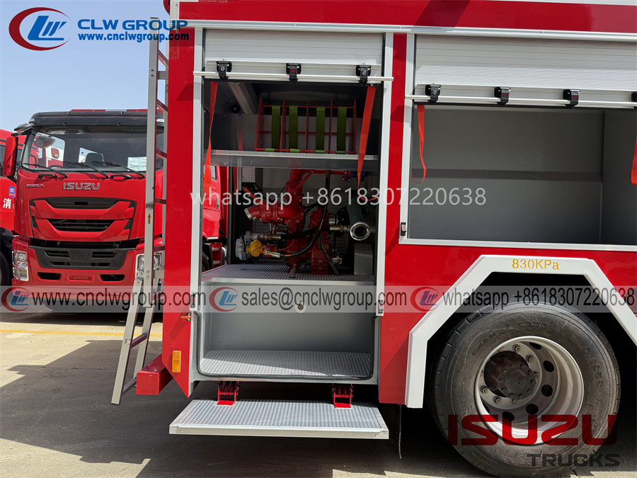 equipment compartments of isuzu foam fire trucks