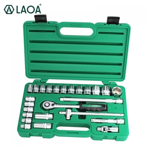 LAOA Socket Wrenches Set Ratchet Wrench Tools Kit Vehicle Repair Automobile Maintenance Box Made in Taiwan