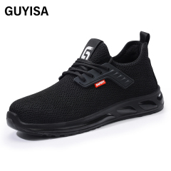 GUYISA New black sports series anti - impact European standard steel toe cap Kevlar sole labor protection shoes