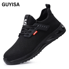 GUYISA New black sports series anti - impact European standard steel toe cap Kevlar sole labor protection shoes