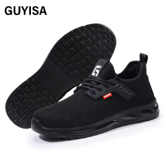 GUYISA New black sports series anti - impact European standard steel toe cap Kevlar sole labor protection shoes