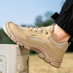 GUYISA Workwear series khaki anti - impact anti - puncture European standard steel toe cap labor protection shoes