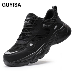 GUYISA New black casual series European standard steel toe cap Kevlar sole rubber - plastic sole anti - smashing anti - piercing safety shoes