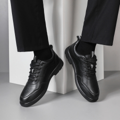 GUYISA New black casual series super fiber rubber sole anti - slip SRC all - season chef shoes