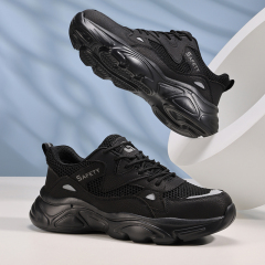 GUYISA New black casual series European standard steel toe cap Kevlar sole rubber - plastic sole anti - smashing anti - piercing safety shoes