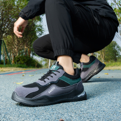 GUYISA Grey all - season low - top sports series microfiber steel wire cloth suede standard plastic toe cap 10KV insulated anti - impact anti - puncture safety shoes