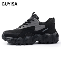 GUYISA Black - gray low - cut all - season ultra - fiber anti - smash anti - puncture European standard steel toe cap safety shoes