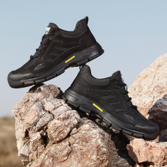 GUYISA All - season black hiking series anti - smash anti - puncture European standard steel toe cap safety shoes
