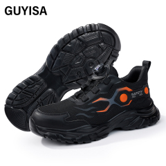GUYISA Orange new sports sandwich mesh anti - smash anti - puncture Kevlar sole safety shoes