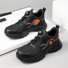 GUYISA Orange new sports sandwich mesh anti - smash anti - puncture Kevlar sole safety shoes