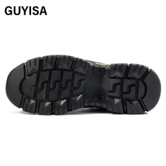 GUYISA Hiking series black new anti - smashing anti - piercing European standard steel toe cap rubber sole safety shoes