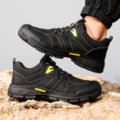 GUYISA Hiking series black new anti - smashing anti - piercing European standard steel toe cap rubber sole safety shoes