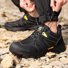 GUYISA Hiking series black new anti - smashing anti - piercing European standard steel toe cap rubber sole safety shoes