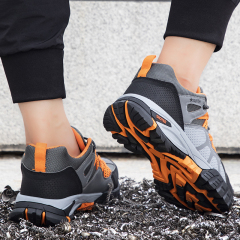 GUYISA Hiking series grey anti - smashing anti - piercing steel wire cloth European standard steel toe cap rubber sole safety shoes