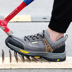 GUYISA Black summer hiking series microfiber European standard steel toe cap anti - smashing anti - piercing rubber sole safety shoes