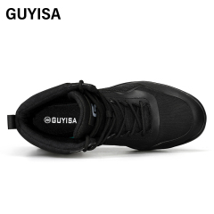 GUYISA Black super fiber high - cut European standard steel toe cap rubber sole safety shoes