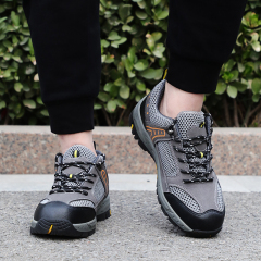 GUYISA Black summer hiking series microfiber European standard steel toe cap anti - smashing anti - piercing rubber sole safety shoes