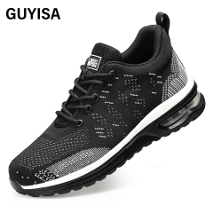 GUYIASA Black lightweight fly - woven fabric European standard steel toe cap sports series safety shoes