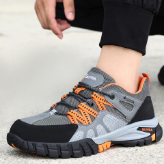 GUYISA Hiking series grey anti - smashing anti - piercing steel wire cloth European standard steel toe cap rubber sole safety shoes