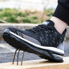 GUYIASA Black lightweight fly - woven fabric European standard steel toe cap sports series safety shoes