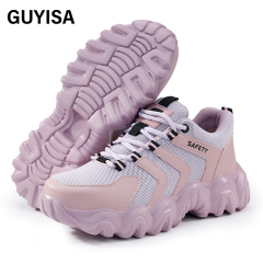 GUYISA Pink new sports series safety shoes anti - smashing anti - piercing European standard steel toe cap rubber - plastic sole