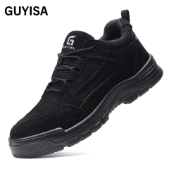 GUYISA Black up - to - standard plastic toe cap insulating 10KV anti - smashing anti - piercing safety shoes