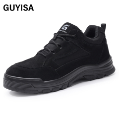 GUYISA Black suede up - to - standard plastic toe cap 10KV insulated anti - smash anti - pierce foot protection shoes)