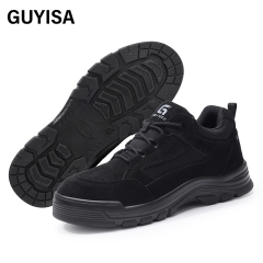 GUYISA Black suede up - to - standard plastic toe cap 10KV insulated anti - smash anti - pierce foot protection shoes)