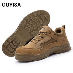 GUYISA Brown up - to - standard plastic toe cap 10KV insulated anti - smash anti - pierce foot protection shoes