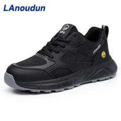 LAnoudun Black Safety Shoes Anti-static Safety Shoes Microfiber Upper Fashion Safety Shoes