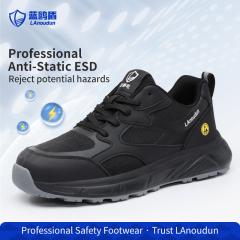 LAnoudun Black Safety Shoes Anti-static Safety Shoes Microfiber Upper Fashion Safety Shoes