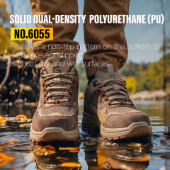 GUYISA 6055 Brown Work Safety Shoes Steel Toe Anti-Puncture Solid Dual Density PU Sole